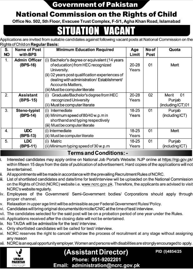 National Commission On The Rights Of Child Apply Jobs 2025